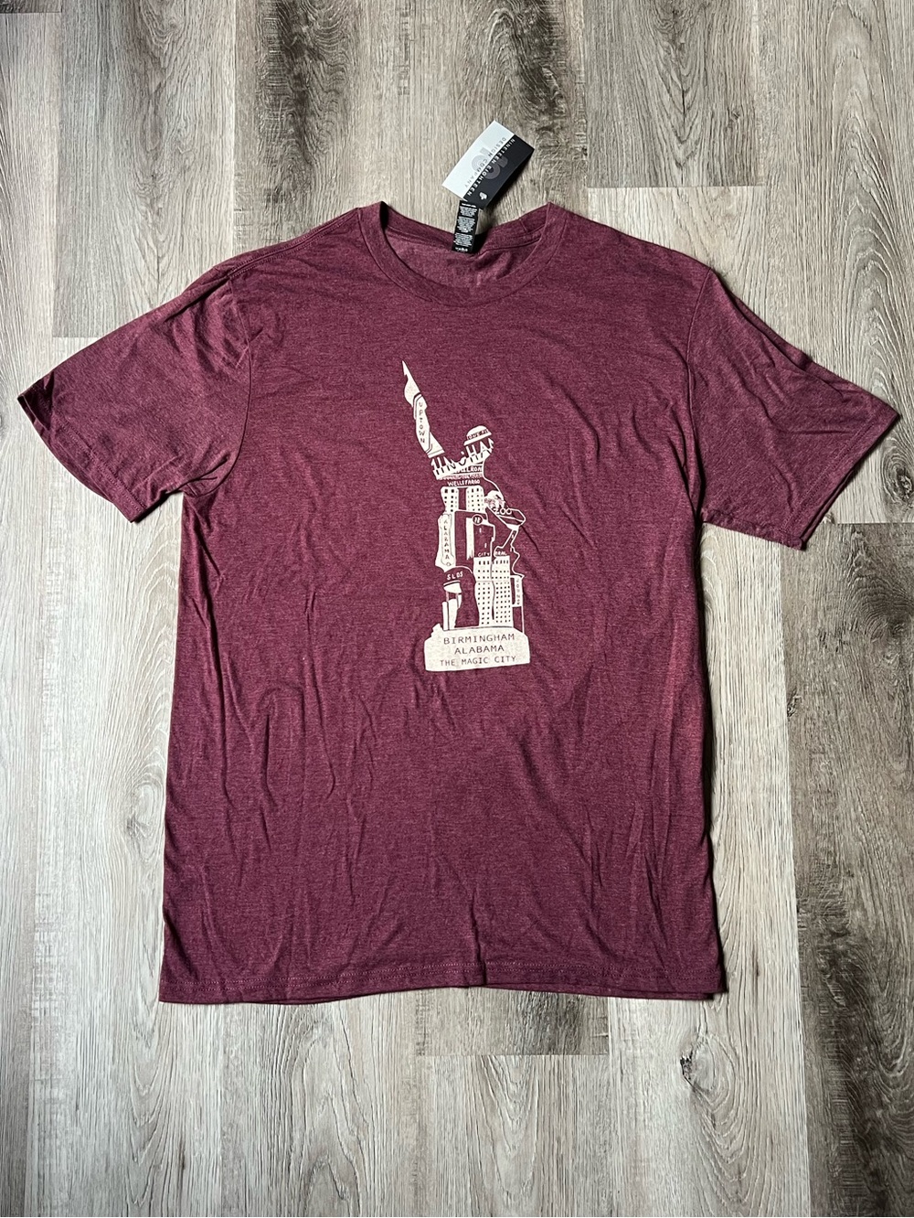 Men's Ultra-soft Vulcan Bham Artist Printed Tee, Heather Maroon Size L-NWT